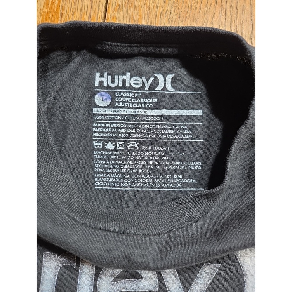 Hurley Classic Fit Crewneck Graphic T Shirt Black Adult Y2K Size Large Cotton - Picture 3 of 6